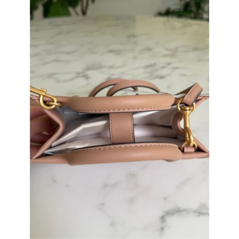 NWT Tory Burch MINI ELLA Bio Tote Bag in Light Sand Beige Tan Crossbody